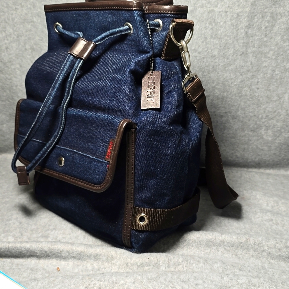 Espirit Y2K Small Dark Wash Denim Coverrable Backpack - Picture 3 of 8